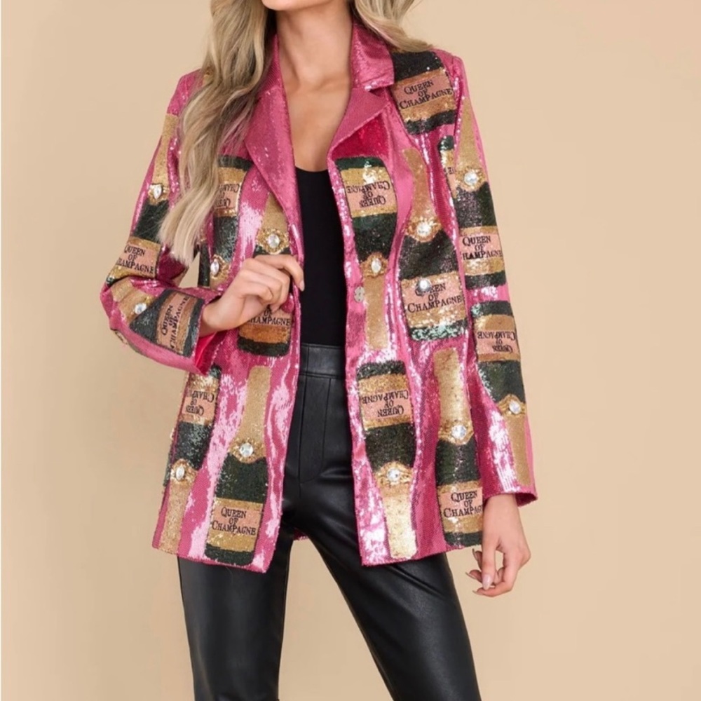 Queen of Sparkles hot pink champagne blazer
